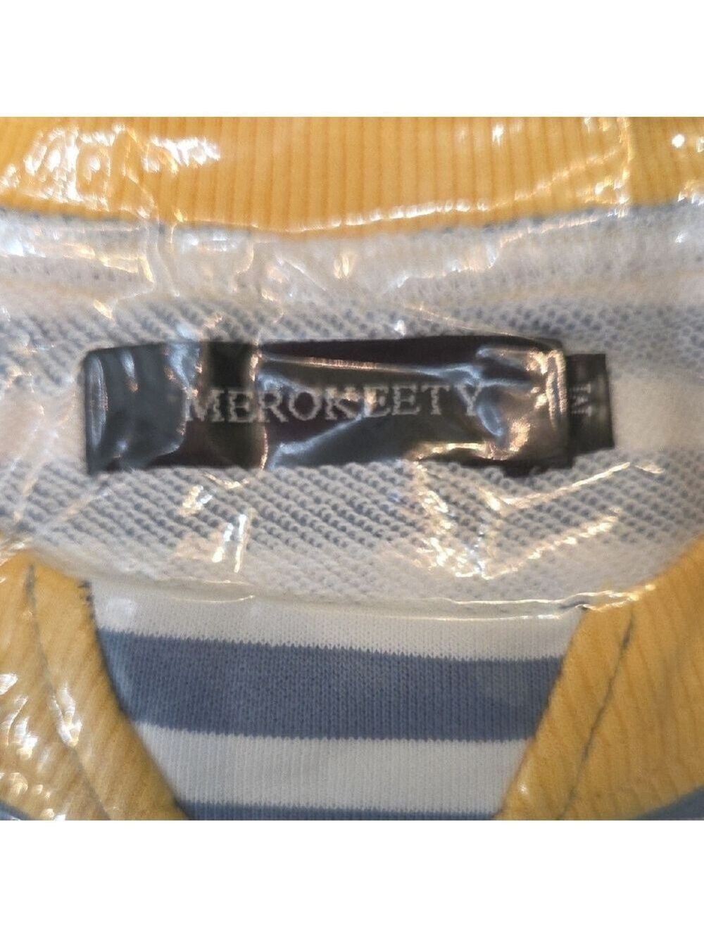 Merokeety Striped Sweatshirt Blue White Yellow - Picture 5 of 6